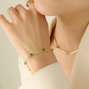 Zircon Inlay Necklace & Bracelet - zuzumia