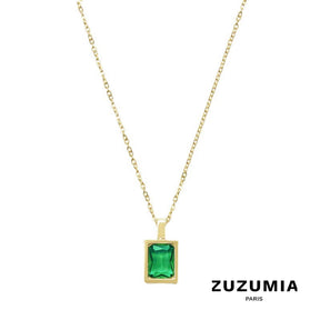 Geometric Square Zircon Pendant Necklace - zuzumia