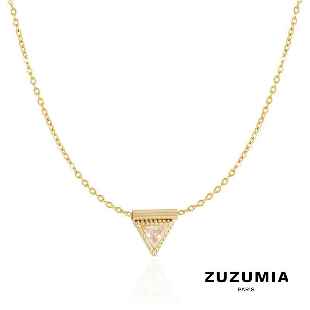 Triangle Zircon Pendant Necklace - zuzumia