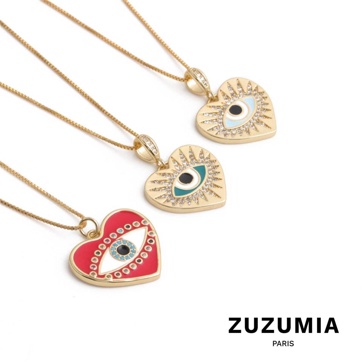 Evil Eye Heart Pendant Necklace - zuzumia