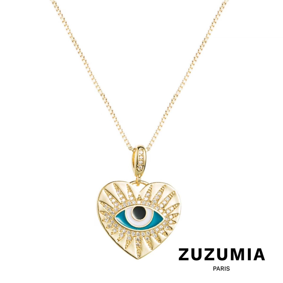 Evil Eye Heart Pendant Necklace - zuzumia