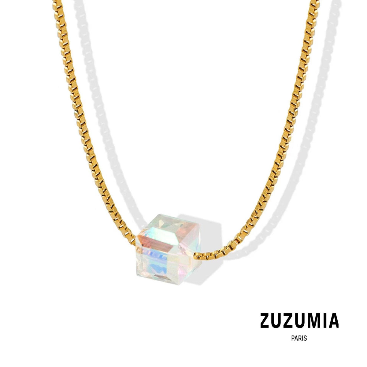 Square Crystal Pendant Necklace - zuzumia