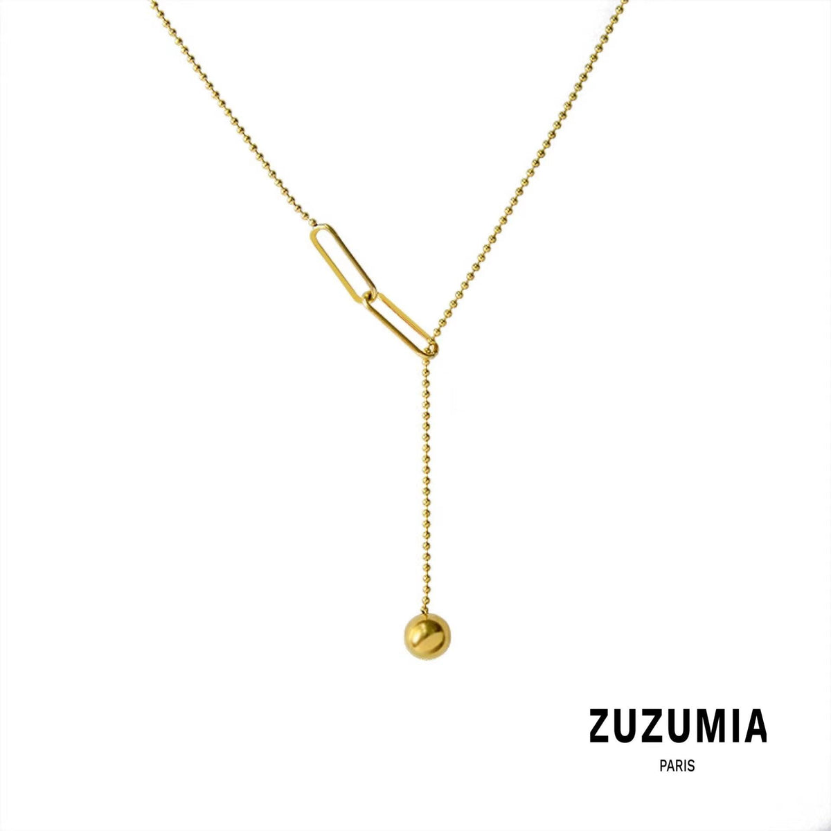 Small Gold Ball Tassel Necklace - zuzumia