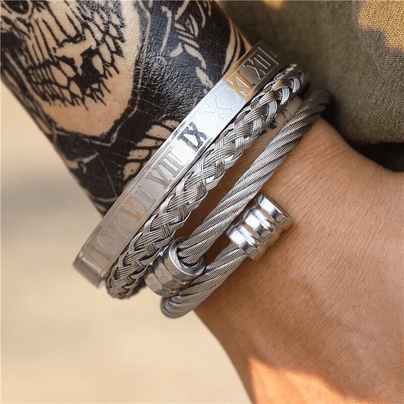 Titanium Steel Braided Bracelet (3PCS/Set) - zuzumia