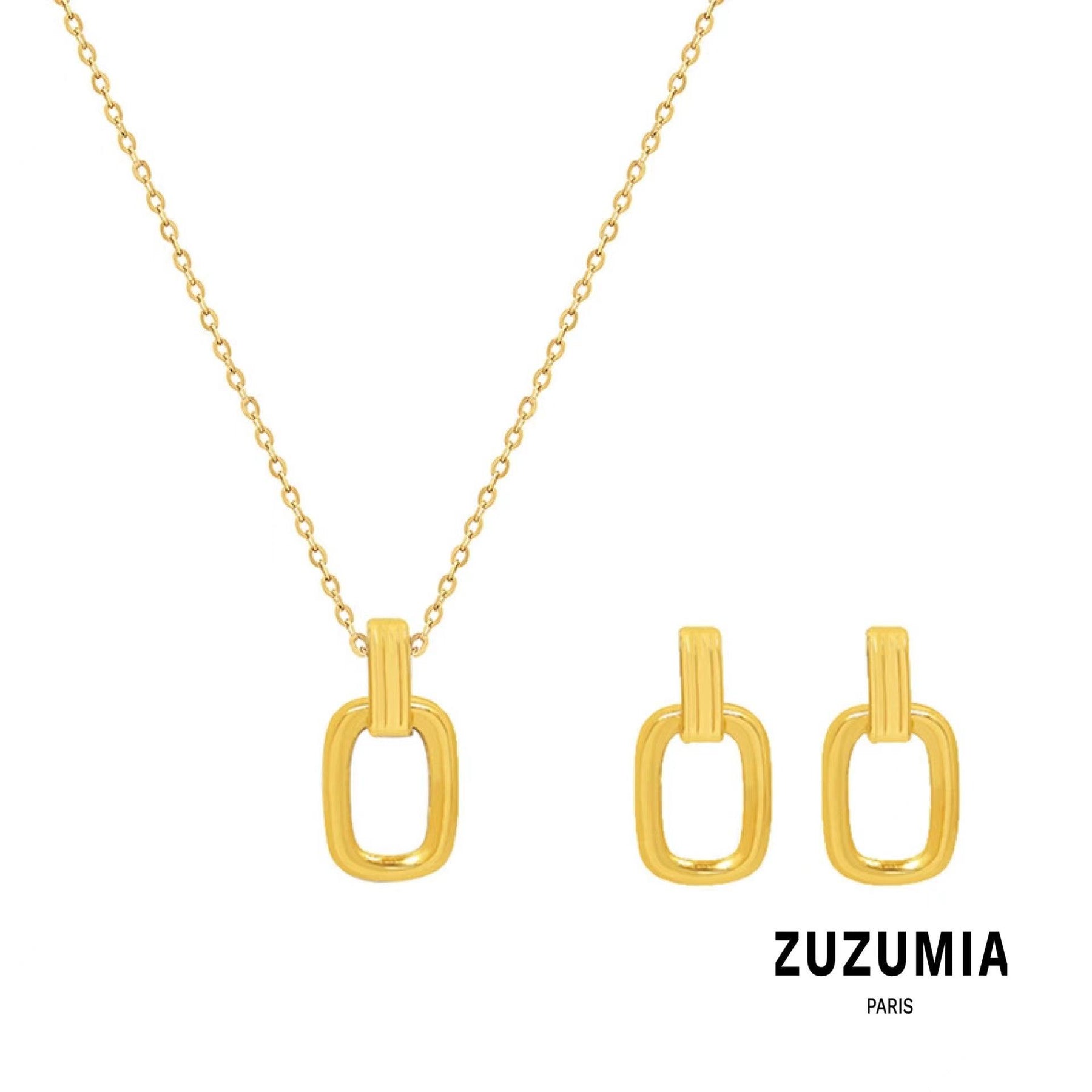 Geometric Pendant Necklace & Earrings - zuzumia