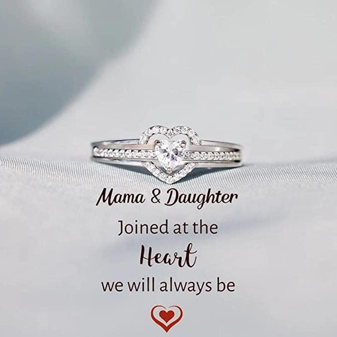 Mother&Daughter Layered Heart Ring - zuzumia