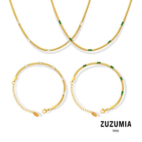 Zircon Inlay Necklace & Bracelet - zuzumia