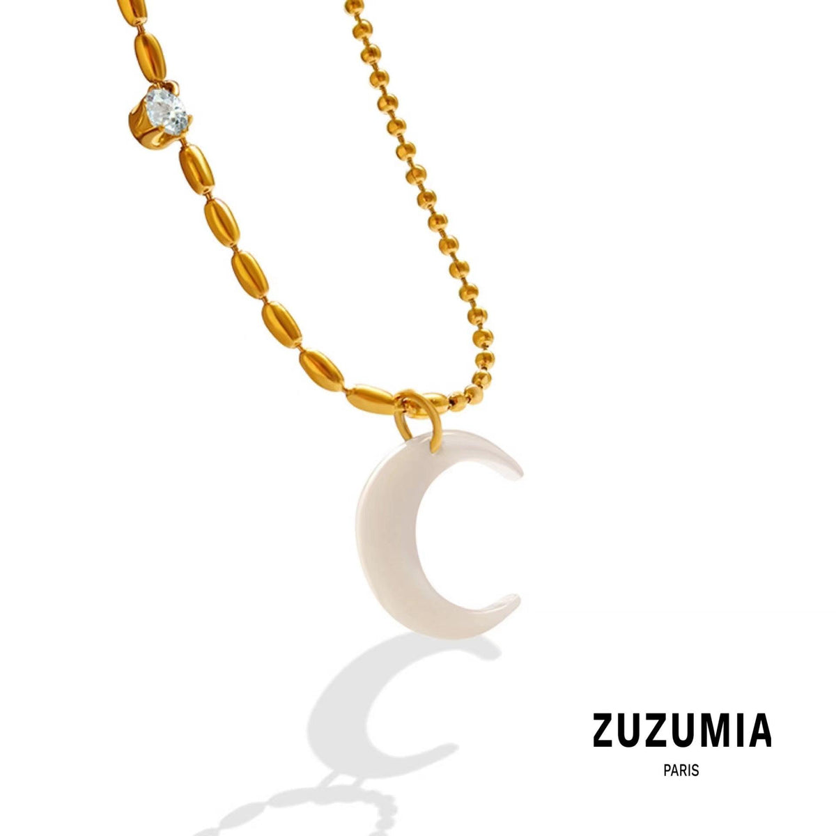 Natural Shell Moon Pendant Necklace - zuzumia