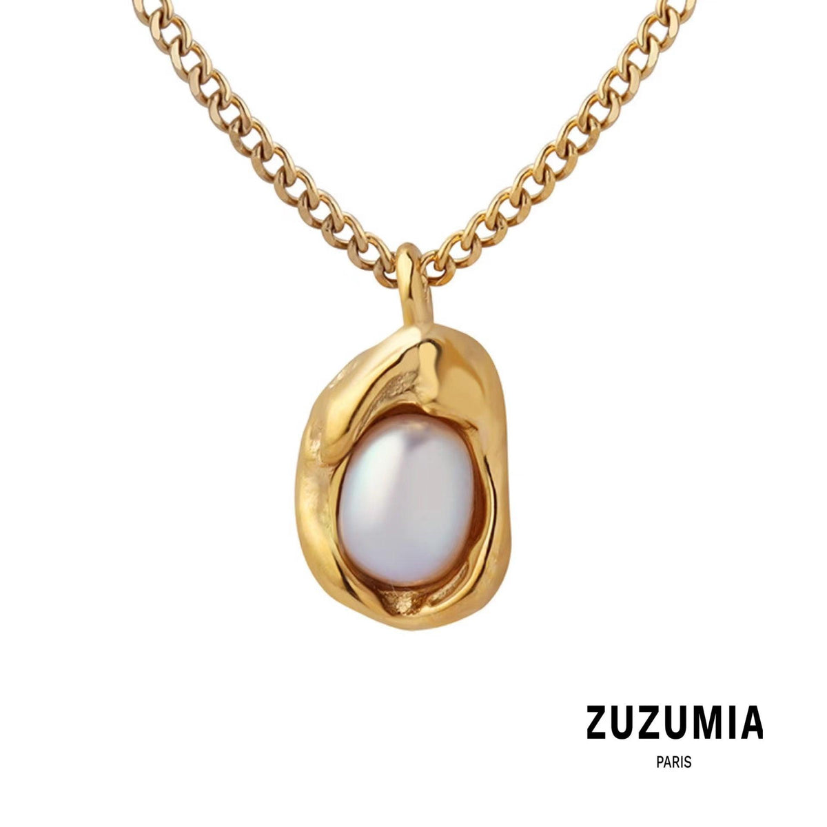 Pearl Geometric Pendant Necklace - zuzumia