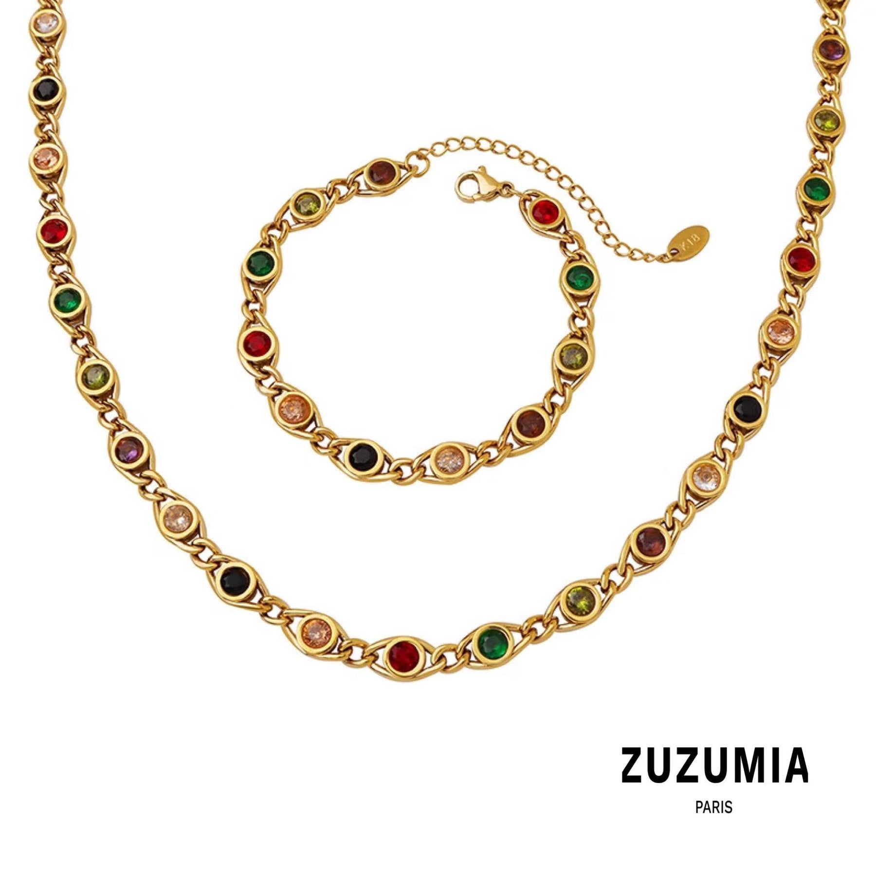 Rainbow Zircon Bracelet & Necklace - zuzumia