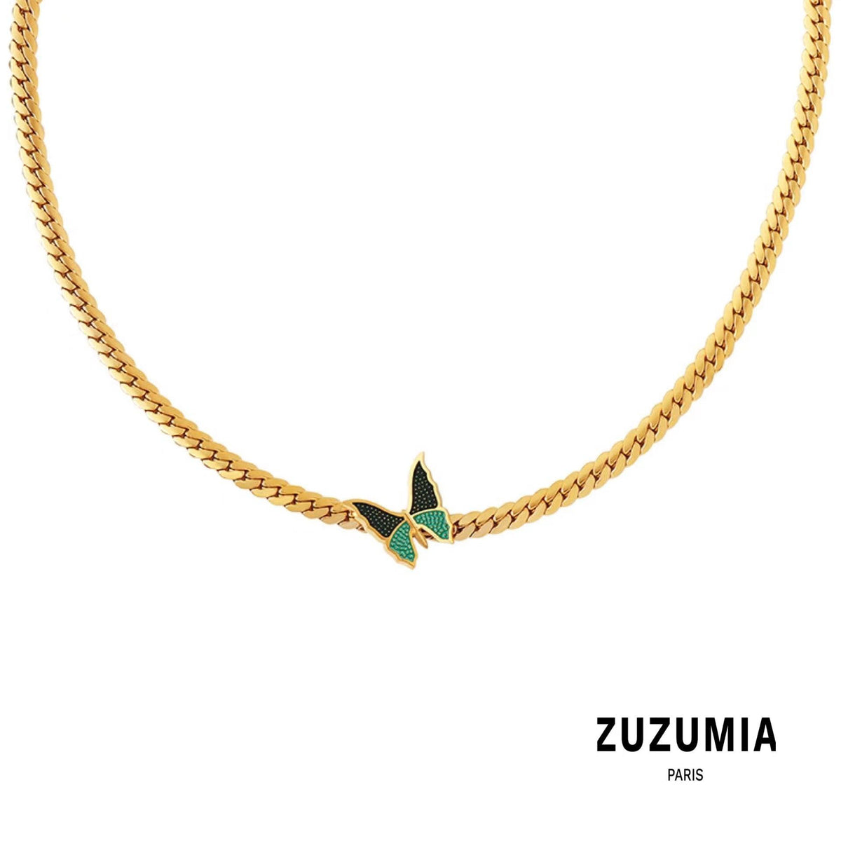 Green Crystal Butterfly Necklace - zuzumia