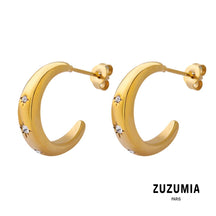 Zircon C-shaped Hoop Earrings - zuzumia