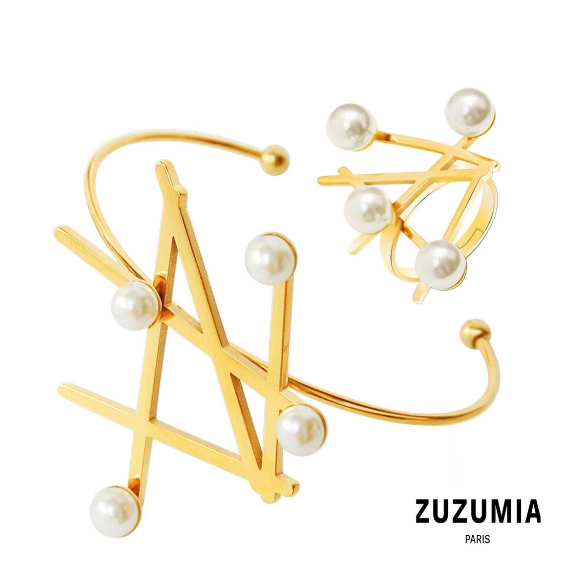 Pearl Irregular Bracelet & Ring Jewelry Set - zuzumia