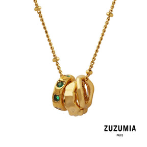 Three Small Irregular Beads Pendant Necklace - zuzumia