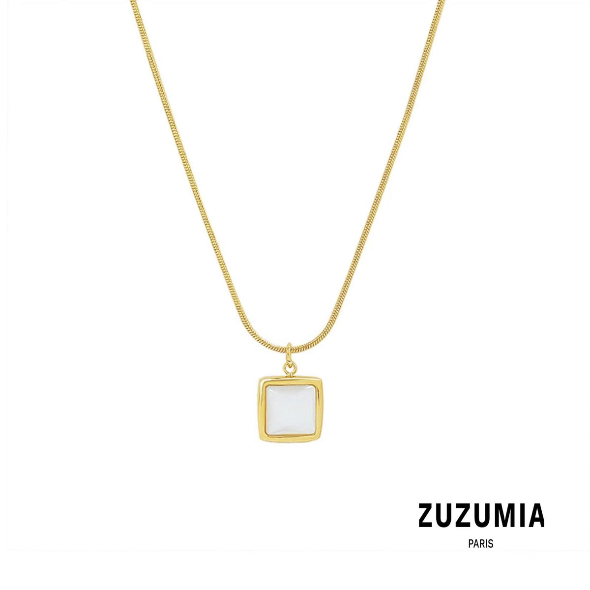 Square Shell Pendant Necklace - zuzumia