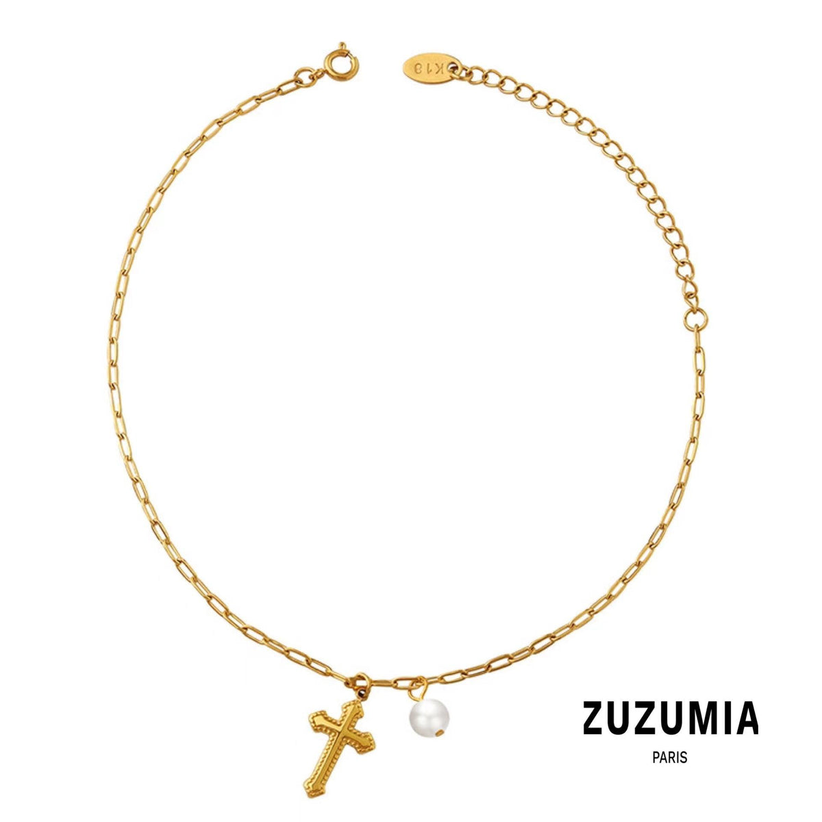 Cross Pendant Pearl Accessories Chain Anklet - zuzumia