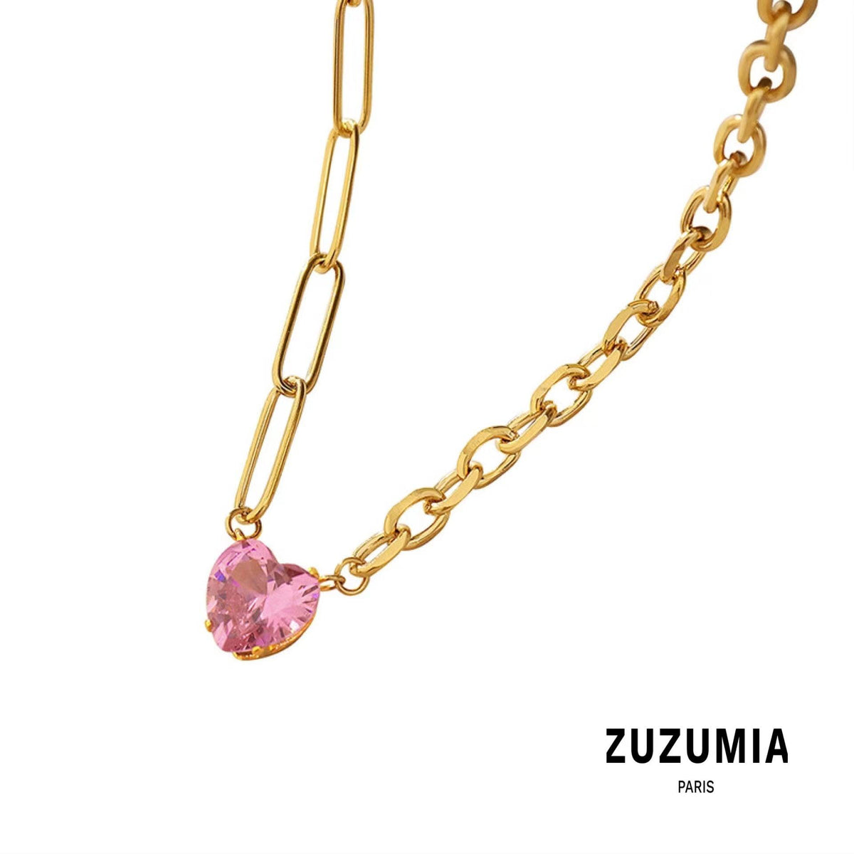 Heart Zircon Pendant Necklace - zuzumia