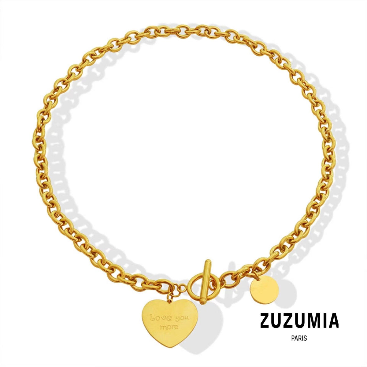 OT Buckle Heart Love Round Clavicle Necklace - zuzumia