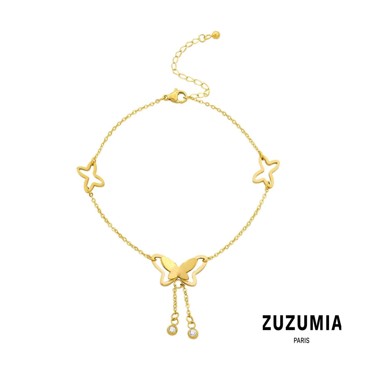 Butterfly Three-Dimensional Zircon Anklet - zuzumia