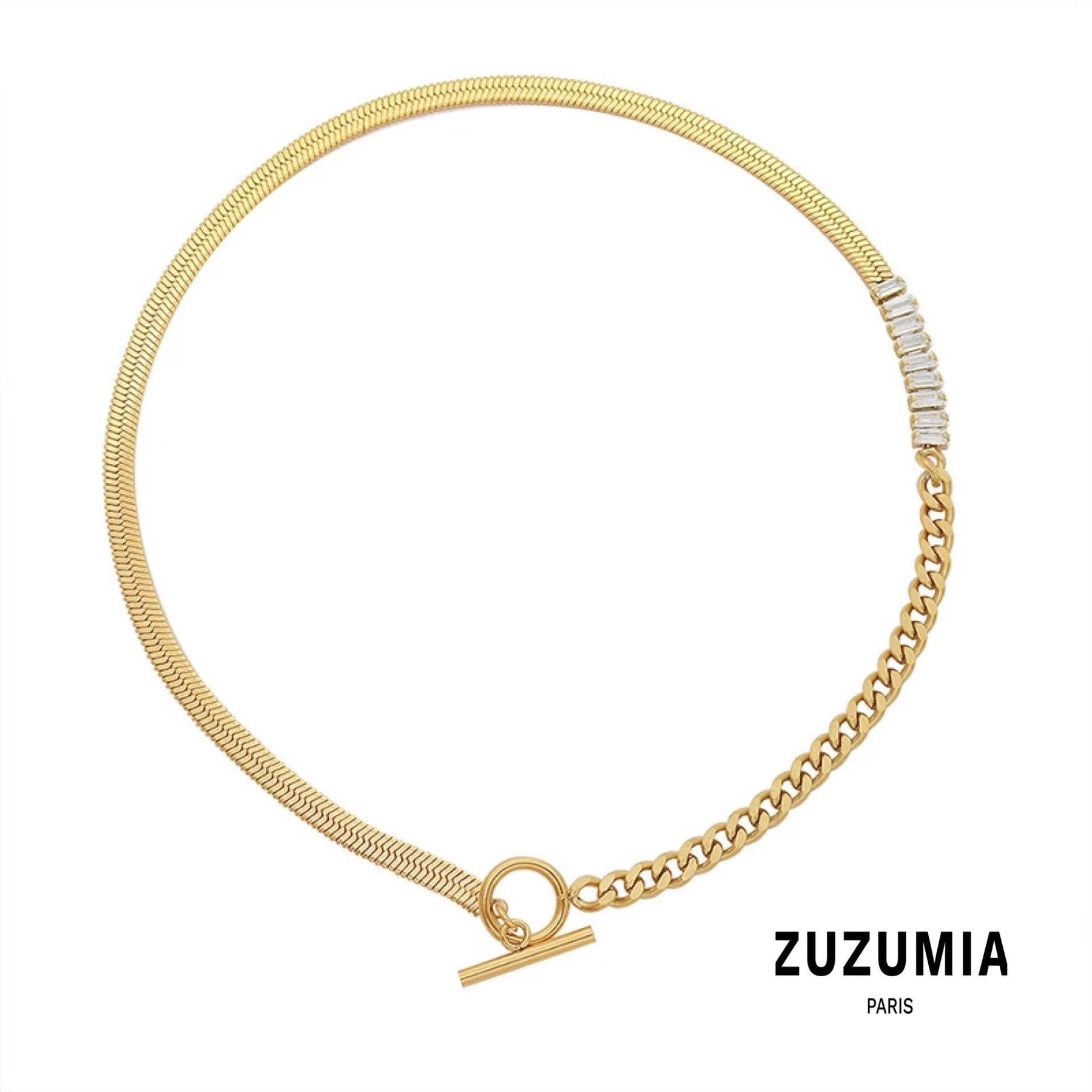 Geometric White Zircon Snake Chain - zuzumia