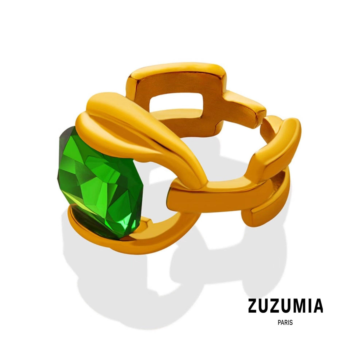 Delicate Sparkling Emerald Crystal Stone Ring - zuzumia