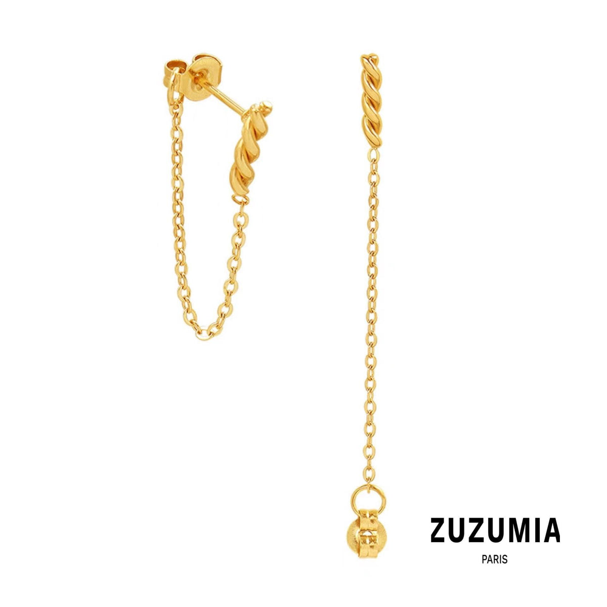 Geometric Chain Tassel Twisted Stud Earrings - zuzumia