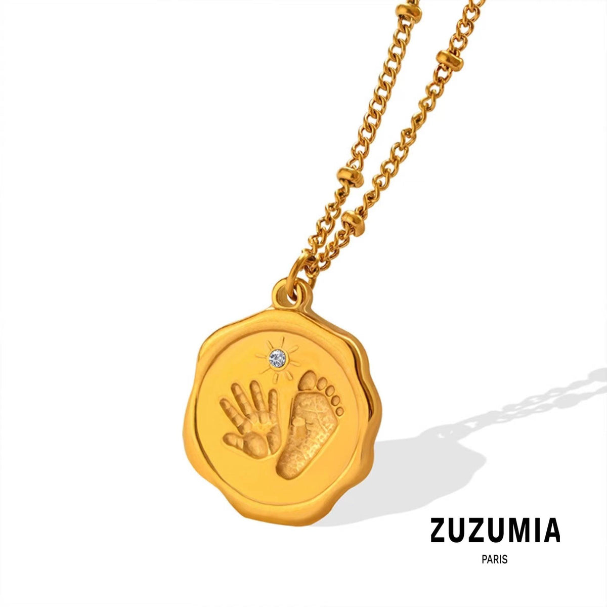 Baby Palm Print Footprint Pendant Necklace - zuzumia