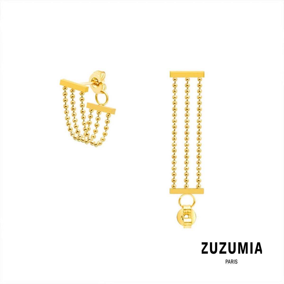 Multi- layered Bead Tassel Earrings - zuzumia