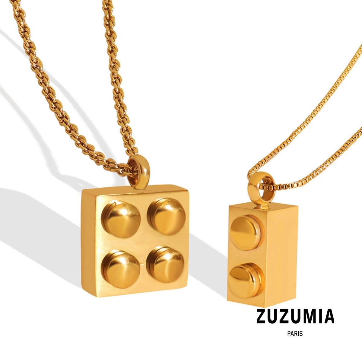 Geometric Square Pendant Necklace - zuzumia