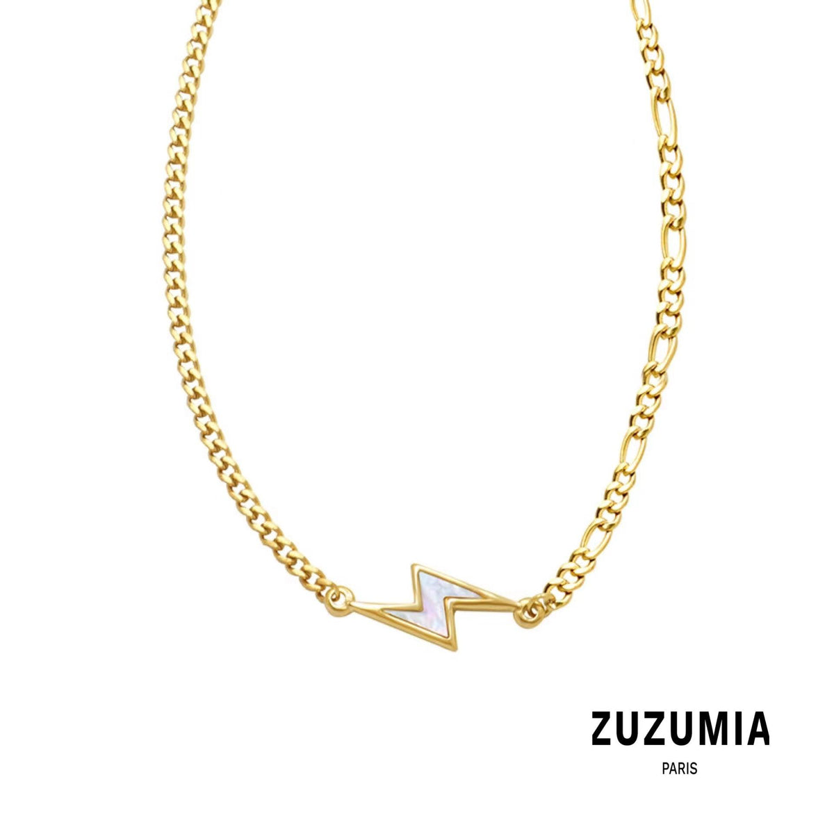 White Seashell Lightning Necklace - zuzumia