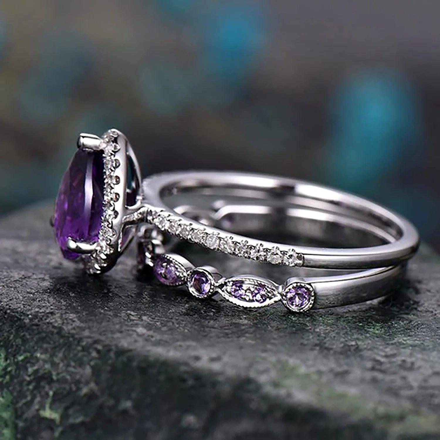 Pink Promise Amethyst Ring Set - zuzumia