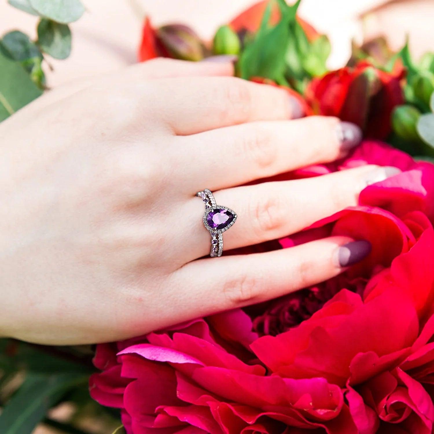 Pink Promise Amethyst Ring Set - zuzumia