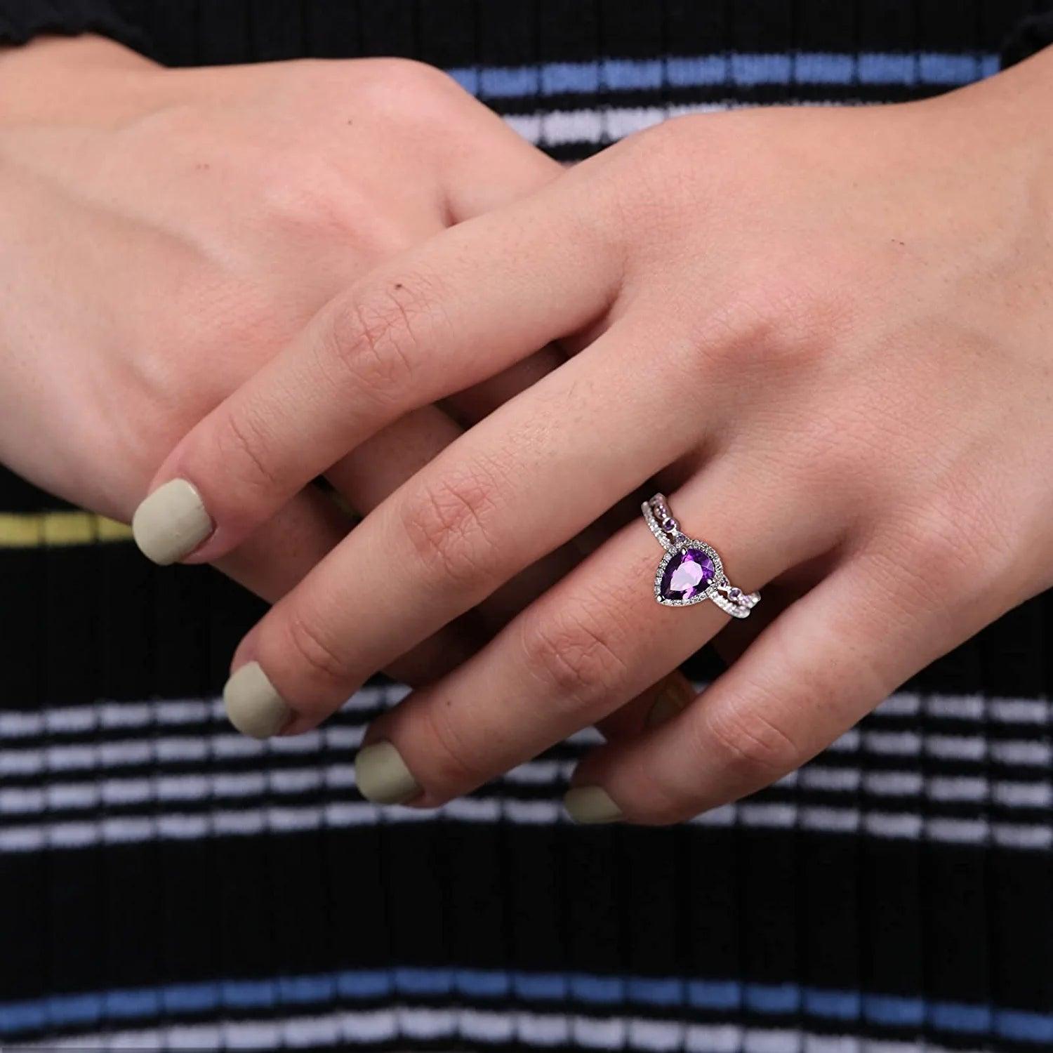 Pink Promise Amethyst Ring Set - zuzumia