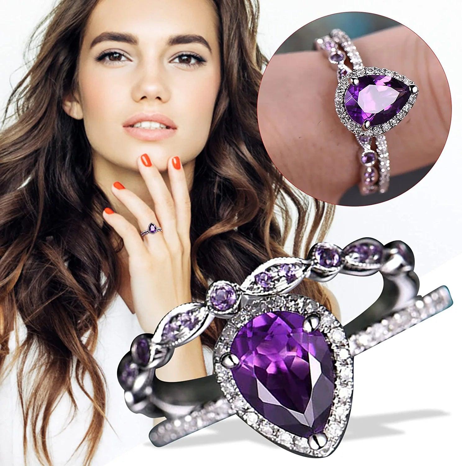 Pink Promise Amethyst Ring Set - zuzumia