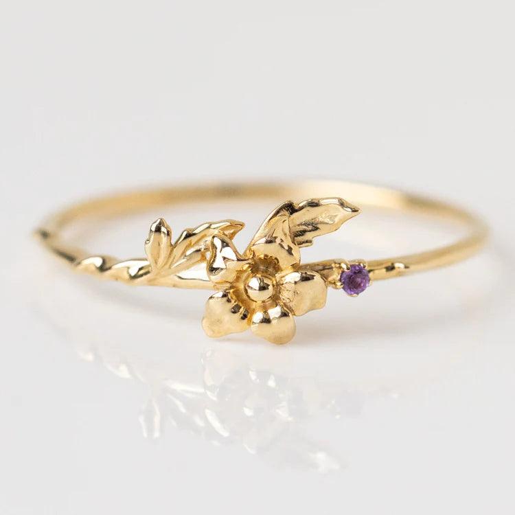 Birthstone Floral Ring - zuzumia