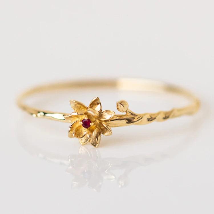 Birthstone Floral Ring - zuzumia