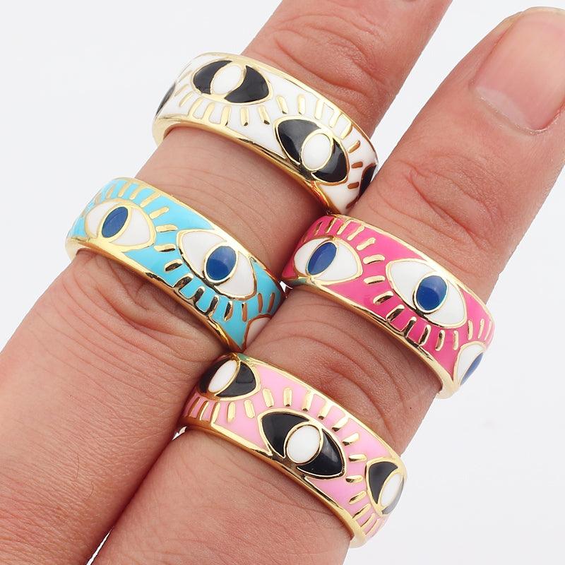 Enameled Evil Eye Ring - zuzumia