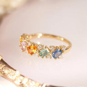 Multi-stone Ombre Ring - zuzumia