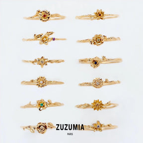 Birthstone Floral Ring - zuzumia