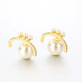 Pearl Diamond Earrings Stud - zuzumia