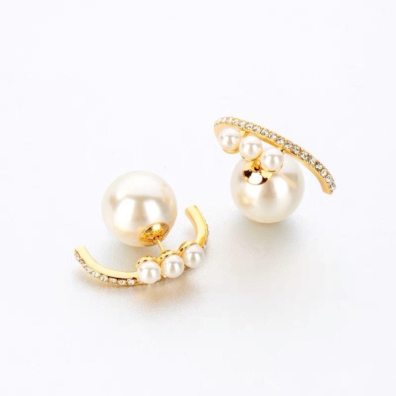 Pearl Diamond Earrings Stud - zuzumia