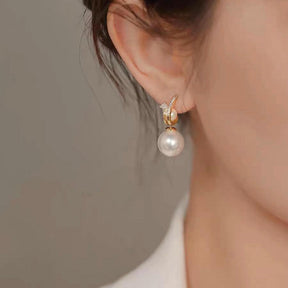 Pearl Diamond Dangle Earrings - zuzumia