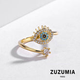 Shiny Adjustable Evil Eye Ring - zuzumia