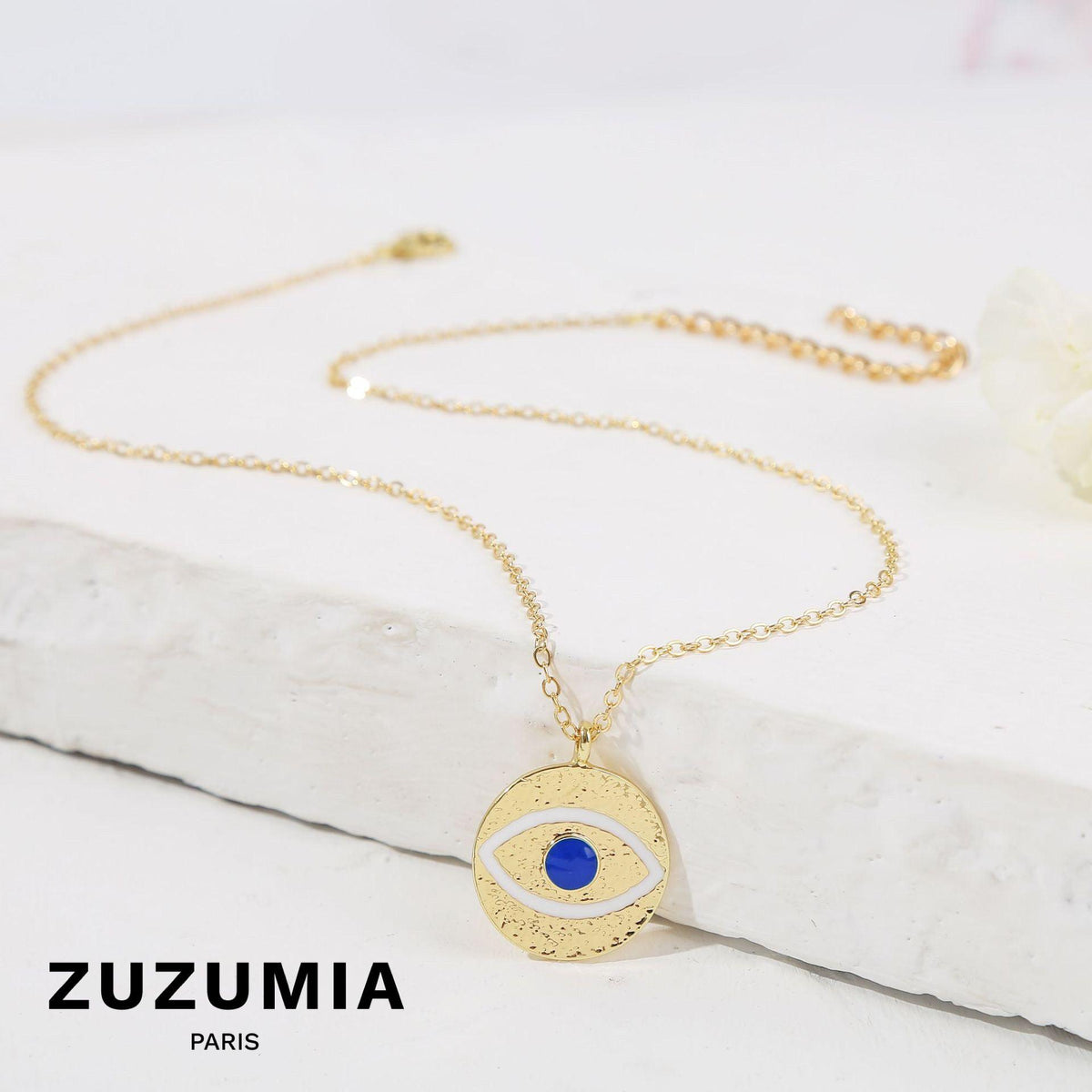 Gold Evil Eye Pendant Necklace - zuzumia