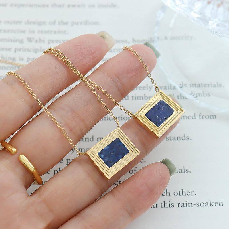 Lapis Lazuli Clavicle Necklace Vintage - zuzumia