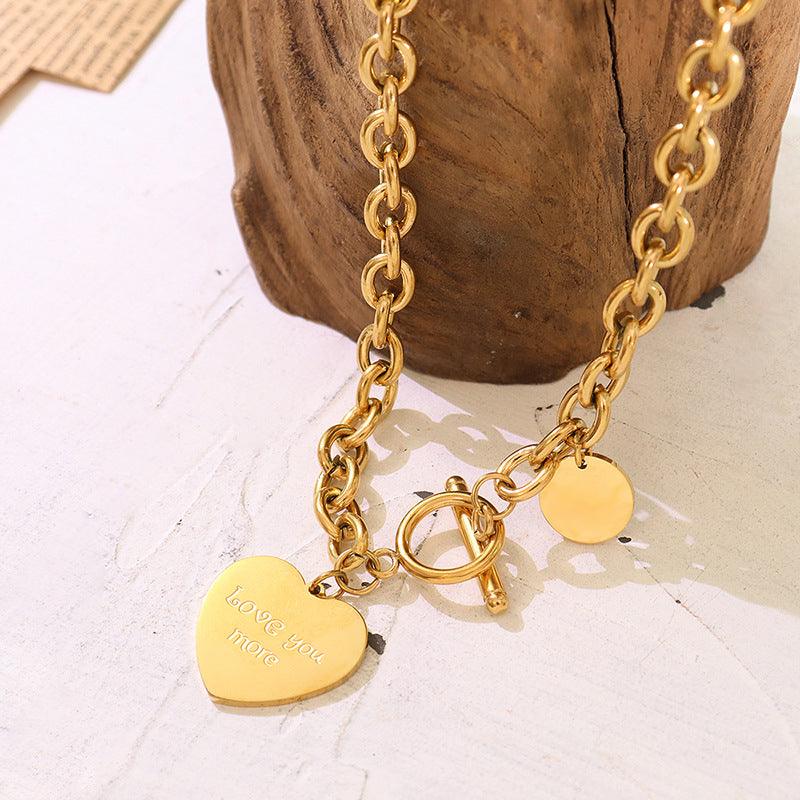 OT Buckle Heart Love Round Clavicle Necklace - zuzumia