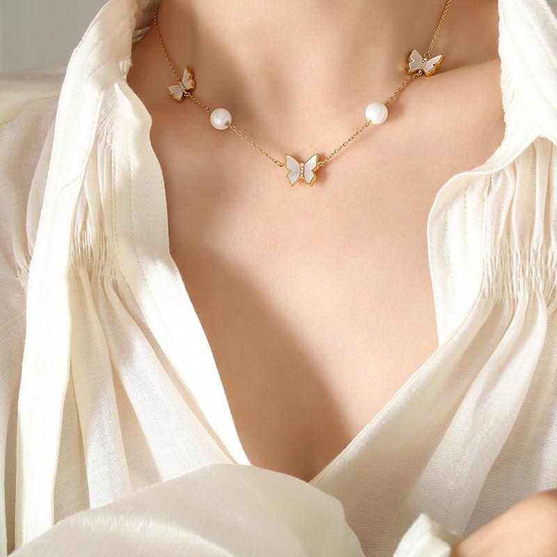 Pearl Butterfly Necklace - zuzumia