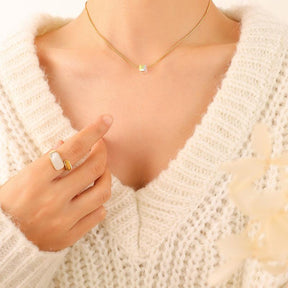 Square Crystal Pendant Necklace - zuzumia