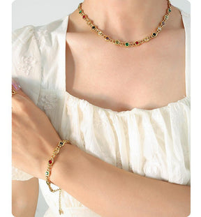 Rainbow Zircon Bracelet & Necklace - zuzumia