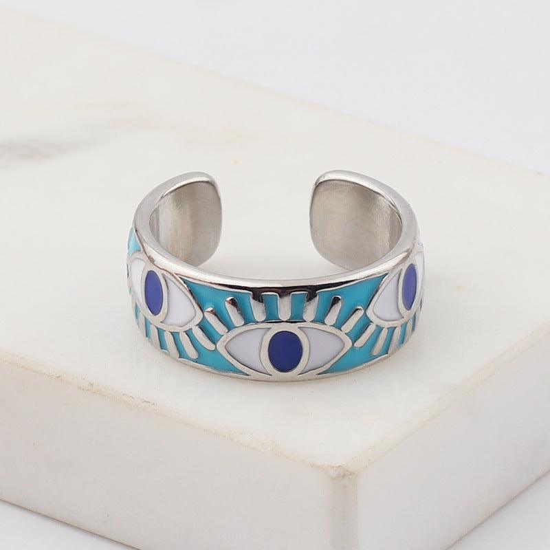 Enameled Evil Eye Ring - zuzumia